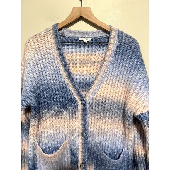 For Love & Lemons Celeste Oversized Cardigan Wool Blend Pink & Blue Size Small - Picture 9 of 10